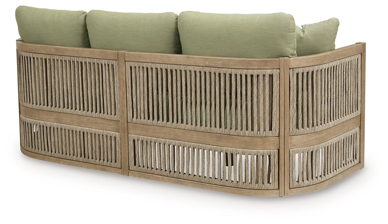 Serena Shores - Sofa With Cushion - Beige / Green - R&R Furniture Gallery (Fountain Valley, CA)
