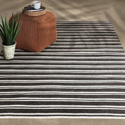 Classic Home Palma Stripe Rug showing beige and navy striped pattern on soft woven area rug.