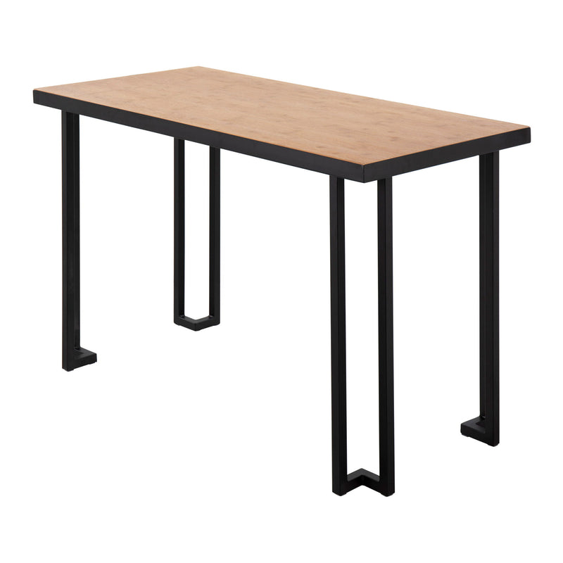 Lumi Source Roman industrial desk with black metal frame and natural wood tabletop, ideal for modern home or office workspace.