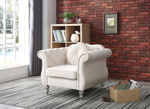 Glory Furniture chic transitional flared arm chair with upholstered seat and curved arms in a modern design.
