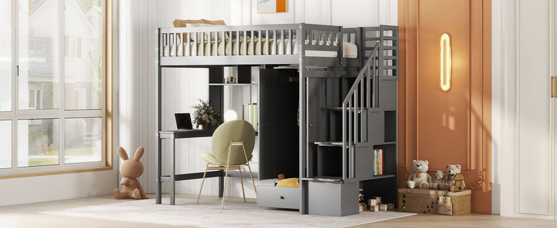 Loft Bed With Bookshelf, Drawers, Desk, And Wardrobe - R&R Furniture Gallery (Fountain Valley, CA)