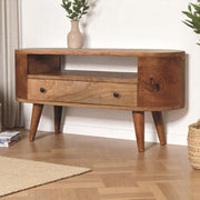 Modern Mini Rounded Entertainment Unit - Oak - R&R Furniture Gallery (Fountain Valley, CA)