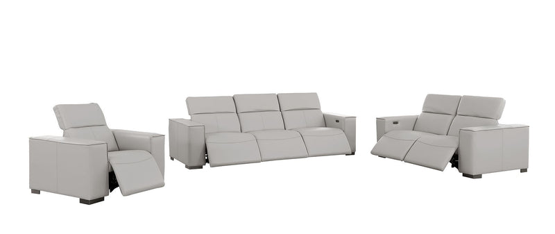 1208 - Leather Reclining Set (Sofa, Loveseat & Chair With 6 Power Recliners)