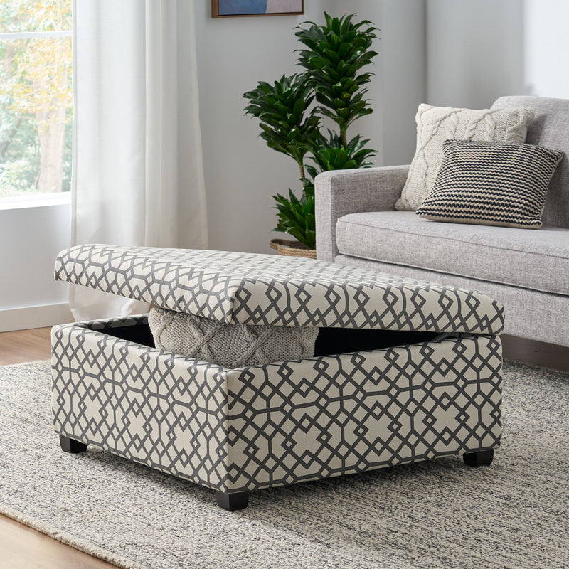 Richmond - Storage Ottoman With Unique Pattern And Ample Storage - Gray - R&R Furniture Gallery (Fountain Valley, CA)
