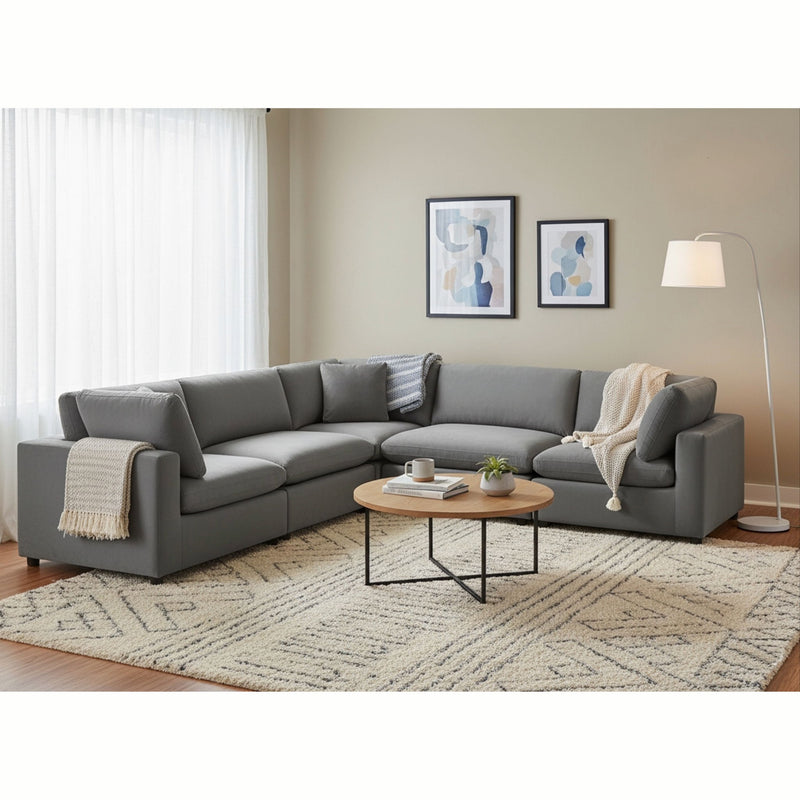 Caylie - Modular 5 Piece Sectional - Charcoal - R&R Furniture Gallery (Fountain Valley, CA)