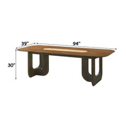 ACME Kyree walnut dining table with sleek wooden surface and modern design, ideal for contemporary dining rooms.