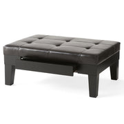 Chatham - Ottoman With Drawer Leather Storage Solution - Dark Coffee - R&R Furniture Gallery (Fountain Valley, CA)