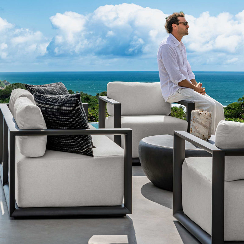 Remsen - Outdoor Sofa - Black / Oyster