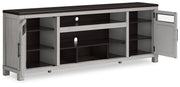 Darborn - XL TV Stand W/Fireplace Option - Gray / Brown - R&R Furniture Gallery (Fountain Valley, CA)