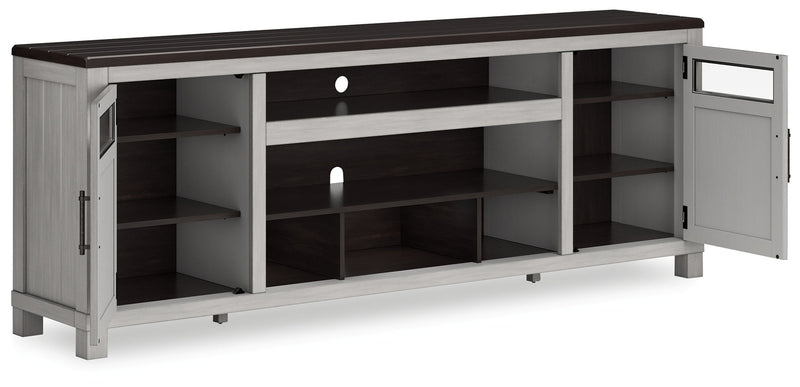 Darborn - XL TV Stand W/Fireplace Option - Gray / Brown - R&R Furniture Gallery (Fountain Valley, CA)