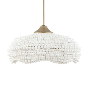 White Biddeford 5-light beaded pendant light by Uttermost hanging with beaded design and modern pendant lighting style.
