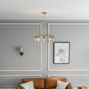 5 Lights Linear Arms With Chain Chandelier - Clear / Gold - R&R Furniture Gallery (Fountain Valley, CA)