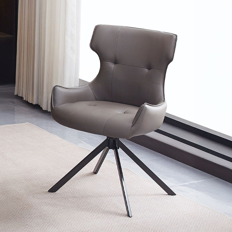 Damita - Camel Synthetic Leather Side Chair With Swivel (Set of 2) - Gray & Black Finsh - R&R Furniture Gallery (Fountain Valley, CA)