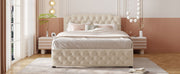 Upholstered Platform Bed With 2 Drawers And 2 Sets Of USB Ports On Each Side, Fabric - R&R Furniture Gallery (Fountain Valley, CA)