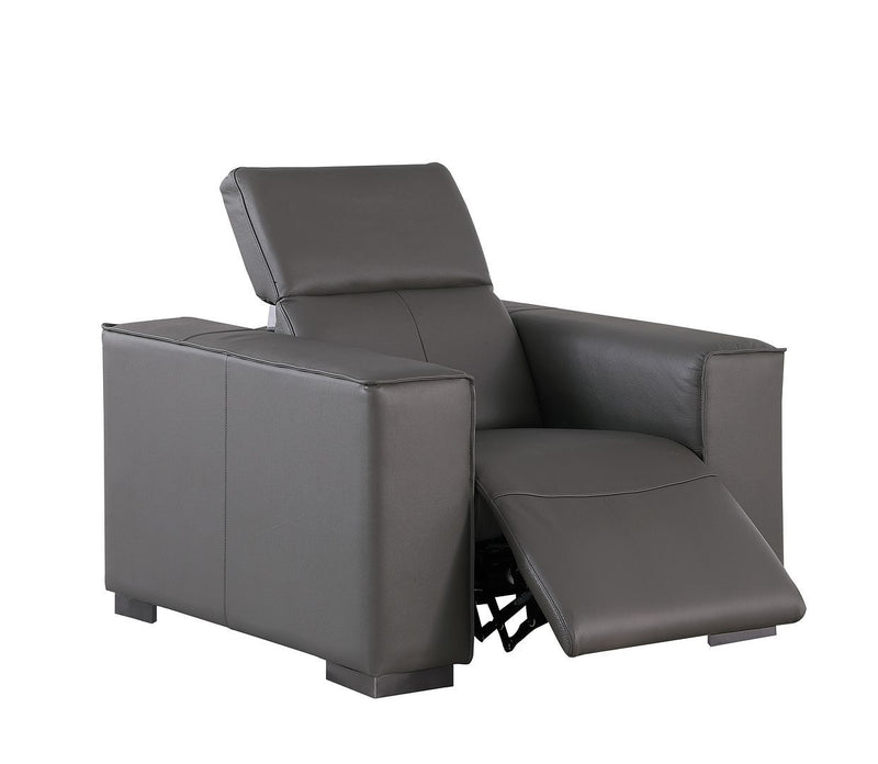 1208 - Leather Reclining Set (Sofa, Loveseat & Chair With 6 Power Recliners)