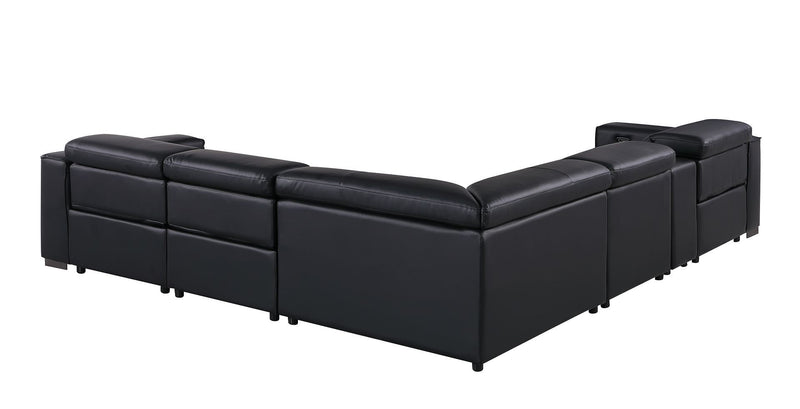 1208 - 6-Piece L-Shaped Leather Reclining Sectional With 3 Power Recliners