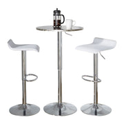 Lumi Source 3-piece bistro bar set with round table and adjustable oval footrest, ideal for modern dining spaces