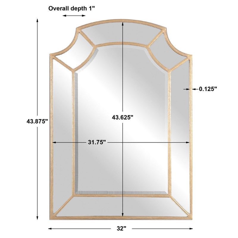 Uttermost Francoli Arch Mirror in gold wall mirror with elegant curved design, perfect for stylish interior decor.