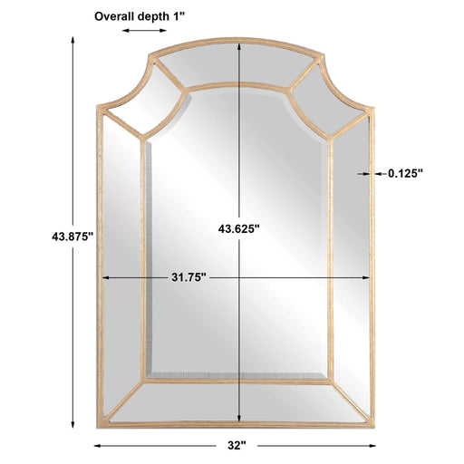 Uttermost Francoli Arch Mirror in gold wall mirror with elegant curved design, perfect for stylish interior decor.