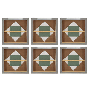 Evening Cumulation - Framed Canvases (Set of 6) - Blue / White