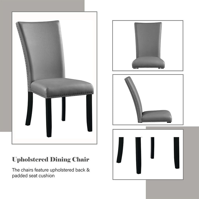 Caralin - Side Chair (Set of 2) - Gray Synthetic Leather & Black - R&R Furniture Gallery (Fountain Valley, CA)