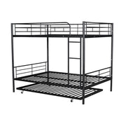 DreamHaus steel construction bunk bed with two stacked sleeping areas and safety rails in a modern bedroom setting.