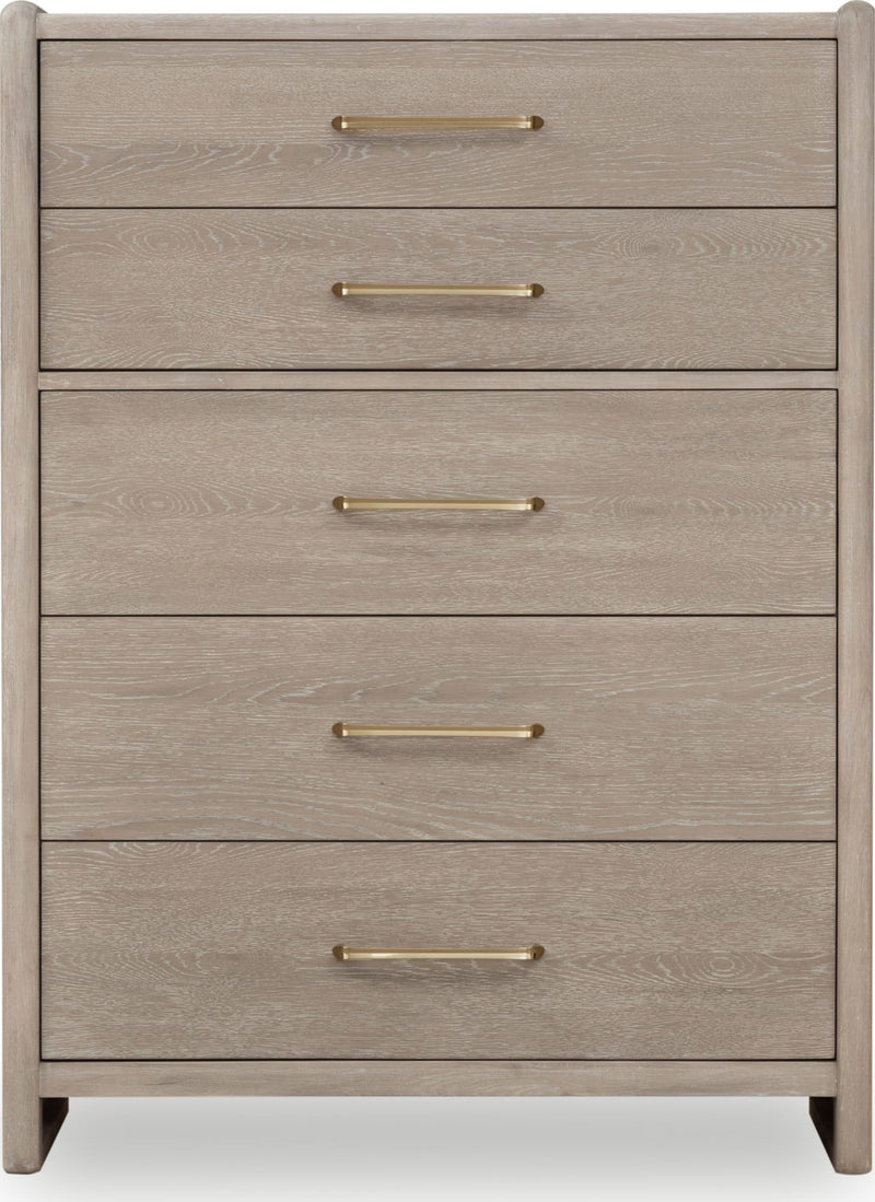 Gardenia Five Drawer Oak Wood Chest in Chai