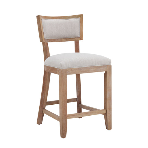 Set of 2 Noble House upholstered counter height bar stools with comfy backrests and wooden legs, perfect for kitchen or bar seating.