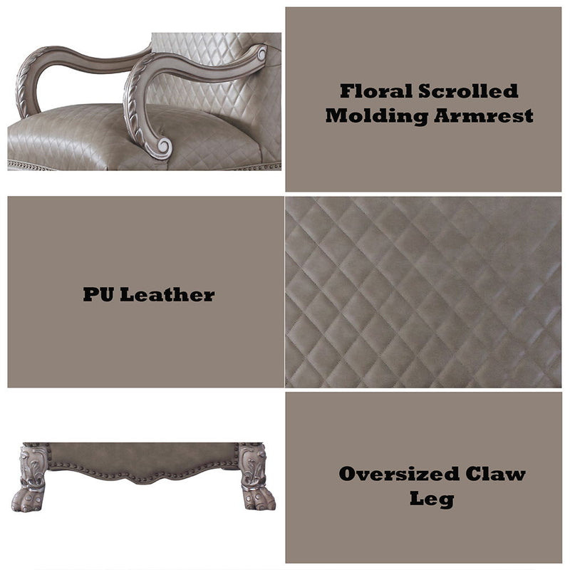 Dresden - Chair With Pillow - Synthetic Leather & Vintage Bone White