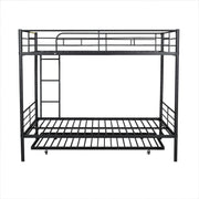 DreamHaus steel construction bunk bed with sturdy frame and ladder, ideal for space-saving bedroom sleeping arrangements.
