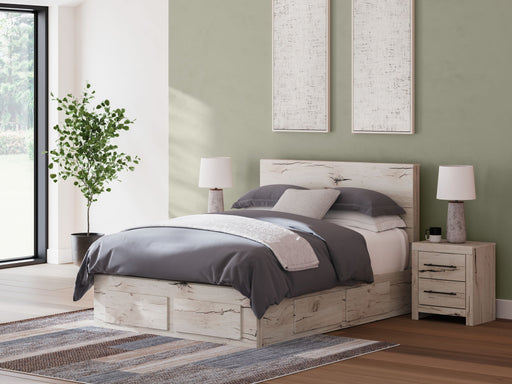 Signature Design by Ashley Lawroy panel bed with built-in storage drawers in dark wood finish, showcasing its sleek, modern design.