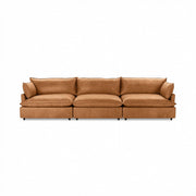 Classic Home Caplan modular sectional in a neutral fabric, showcasing its contemporary stationary design with multiple seating sections.