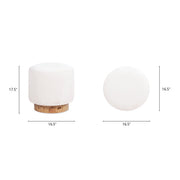 Tilly - Round Fur Upholstered / Burl Pouf Ottoman - White - R&R Furniture Gallery (Fountain Valley, CA)