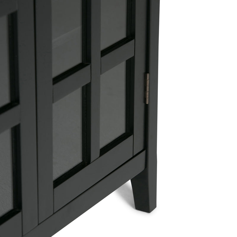 Handcrafted Acadian medium storage cabinet by Simpli-Home featuring a natural wood finish and elegant accent cabinet design.
