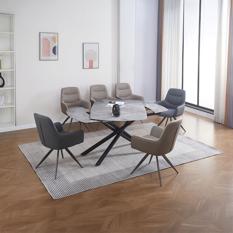 Hester - Ceramic Top Dining Table - Gray & Black - R&R Furniture Gallery (Fountain Valley, CA)