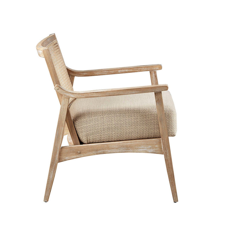 Chair With Cane Inset Back And Upholstered Seat - Light Brown - R&R Furniture Gallery (Fountain Valley, CA)