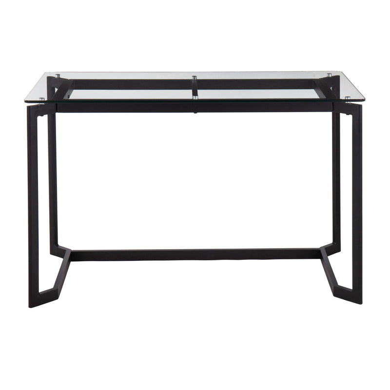 Lumi Source Modern Office Desk in black with clear glass top, sleek writing desk for contemporary workspace.