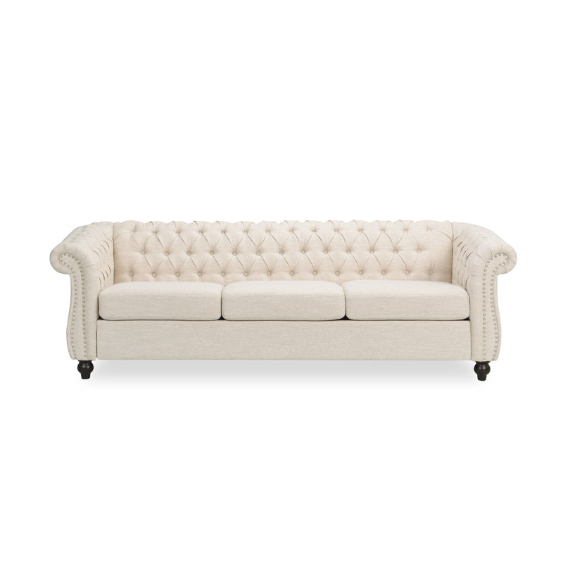 Chesterfield Style 3 Seater Sofa With Deep Button Tufting - R&R Furniture Gallery (Fountain Valley, CA)