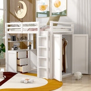 DreamHaus loft bed with integrated drawers, desk, and wardrobe, showcasing a space-saving multi-functional bedroom furniture piece.