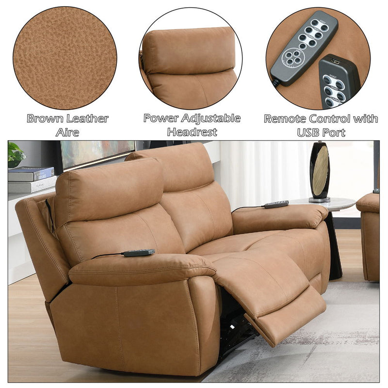 Chavis - Power Motion Loveseat With USB & Power Headrest - Brown - R&R Furniture Gallery (Fountain Valley, CA)