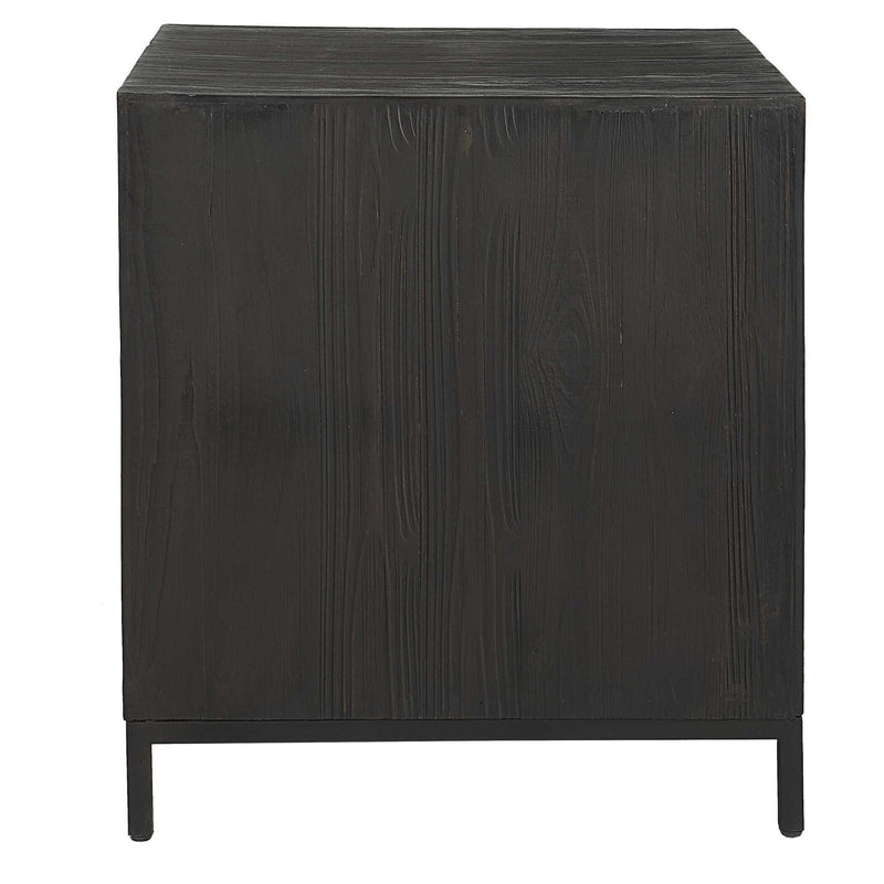 Uttermost Aiken accent cabinet with wood finish, featuring sleek design and storage compartments, suitable for modern home decor.