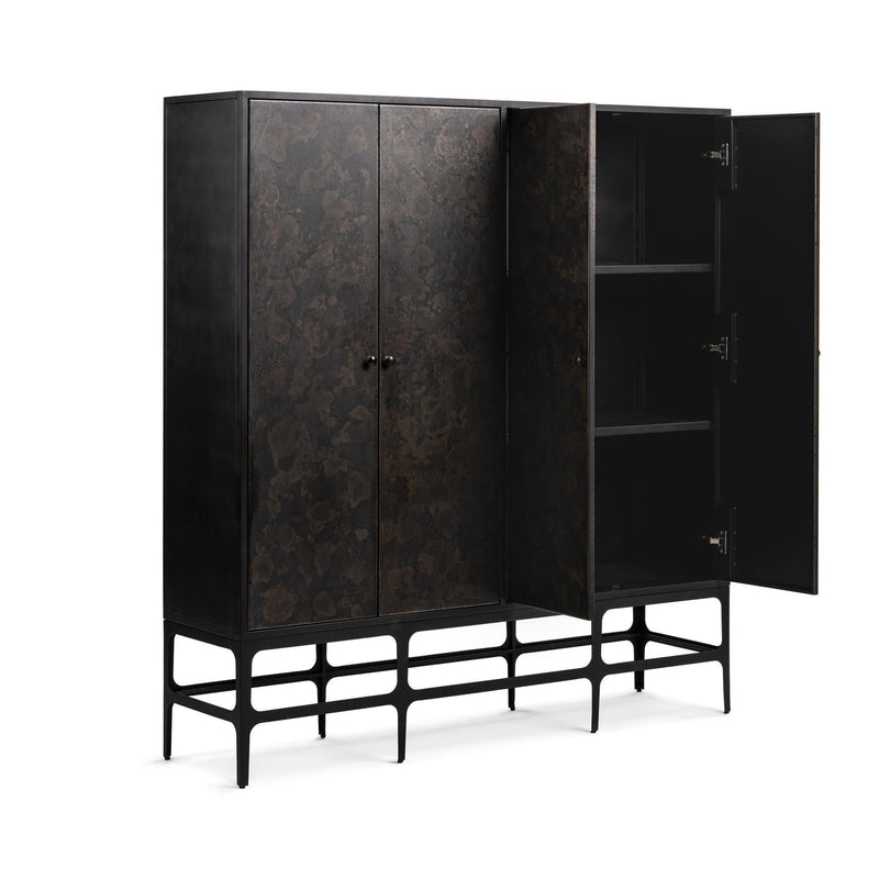 Rust Noir tall accent cabinet by Classic Home, featuring a sleek, modern design with ample storage and a stylish finish.