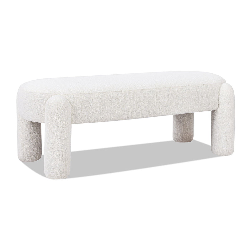 Hugo - Oval Fully Upholstered Bench - Milk Cream White - R&R Furniture Gallery (Fountain Valley, CA)