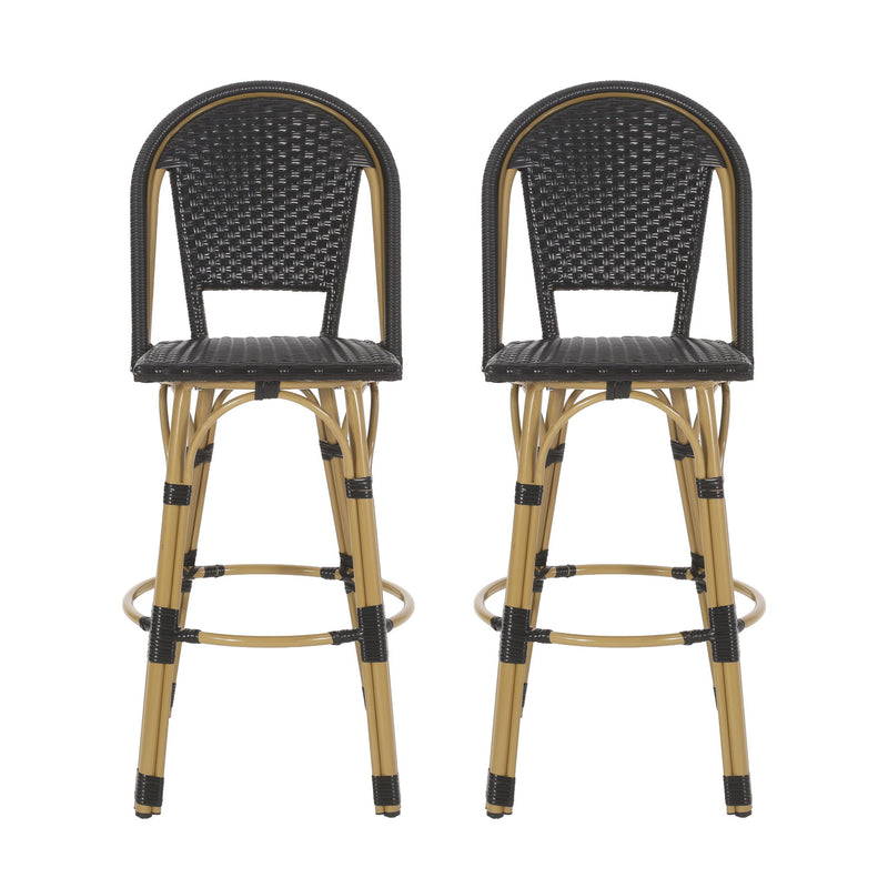 Outdoor Rattan And Aluminum French Barstools (Set of 2) - R&R Furniture Gallery (Fountain Valley, CA)