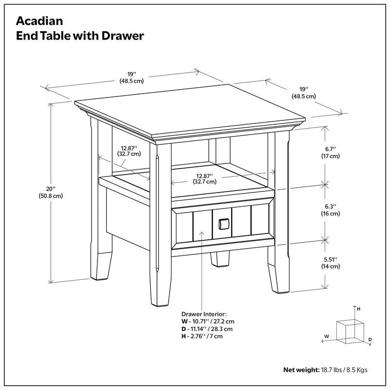 Acadian - End Table With Drawer - R&R Furniture Gallery (Fountain Valley, CA)