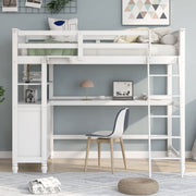 DreamHaus loft bed with integrated drawers, desk, and shelves, showcasing a modern space-saving design for bedrooms.