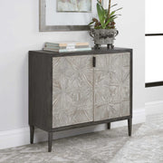 Uttermost Laurentia black and pearl silver 2-door accent cabinet with modern design and sleek finish, showcasing stylish storage furniture.