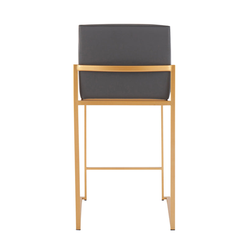 Lumi Source Fuji contemporary high back counter stool with stylish design, dark wood finish, and cushioned seat for modern bar areas.