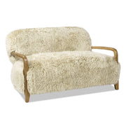 Enchante - Sheepskin Accent Loveseat - Taupe / Natural - R&R Furniture Gallery (Fountain Valley, CA)