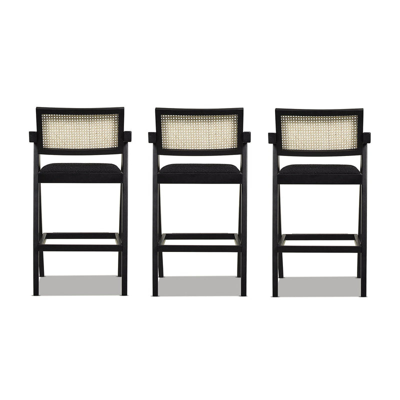 Milan - Modern Webbing Back Stool With Arms (Set of 3) - R&R Furniture Gallery (Fountain Valley, CA)